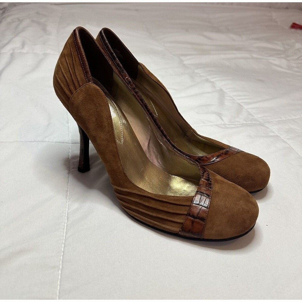 VTG Guess by Marciano Women’s Denise Suede Leather Heels Pumps US 10 Y2K 90s Tan